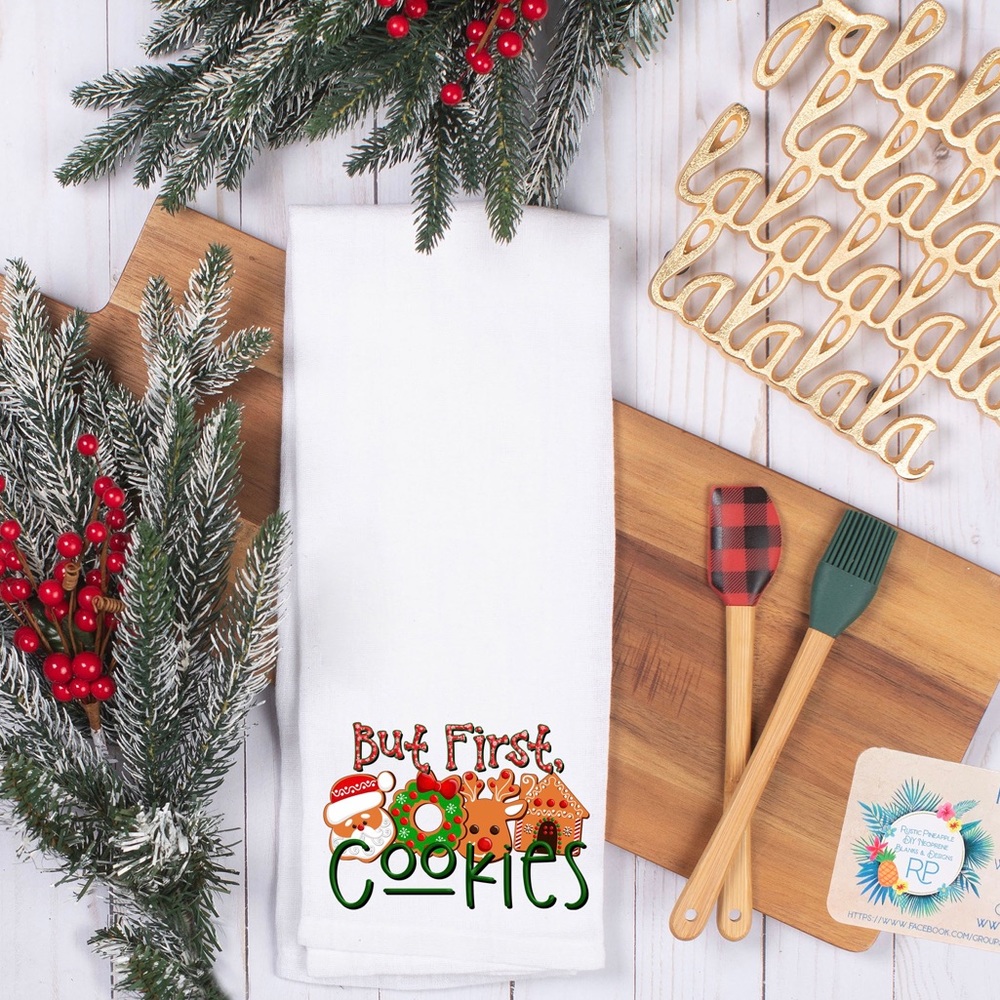 But First Cookies Waffle Weave Towel